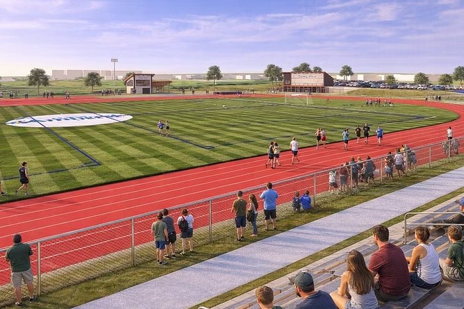 Dickey Park athletics field with track and grandstand